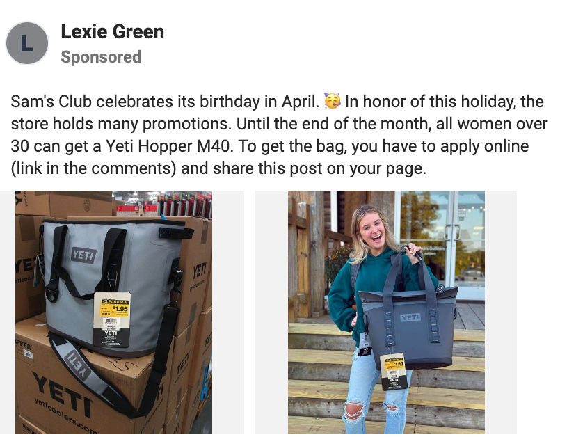 Beware of Sam's Club Yeti Bag Scam: Fake Giveaway! - Snoopviews